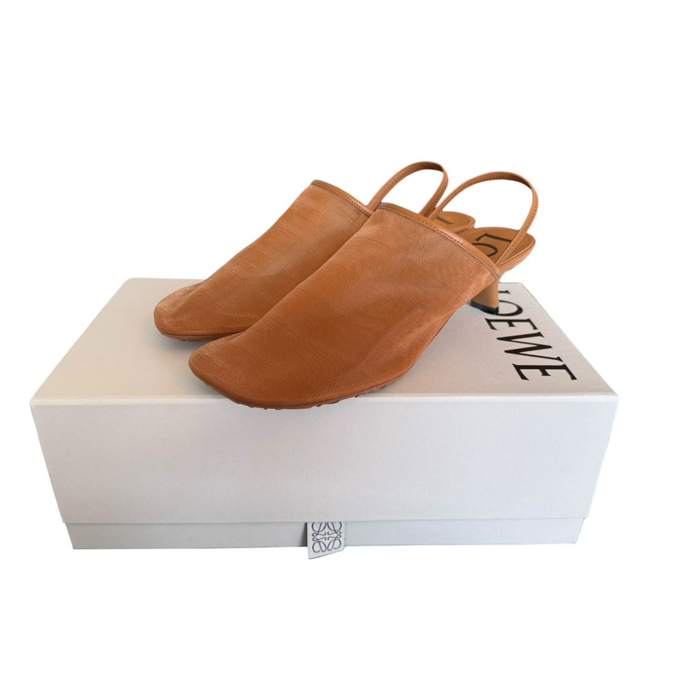 Loewe Tan Petal 45mm Mesh Slingback Mules Size EU 39/US 9 NWT